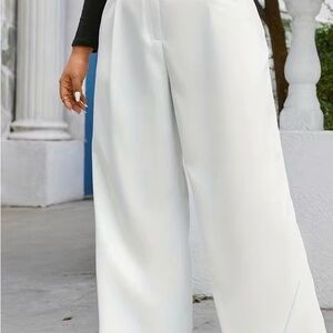 Elegant White Women's Wide-Leg Pants